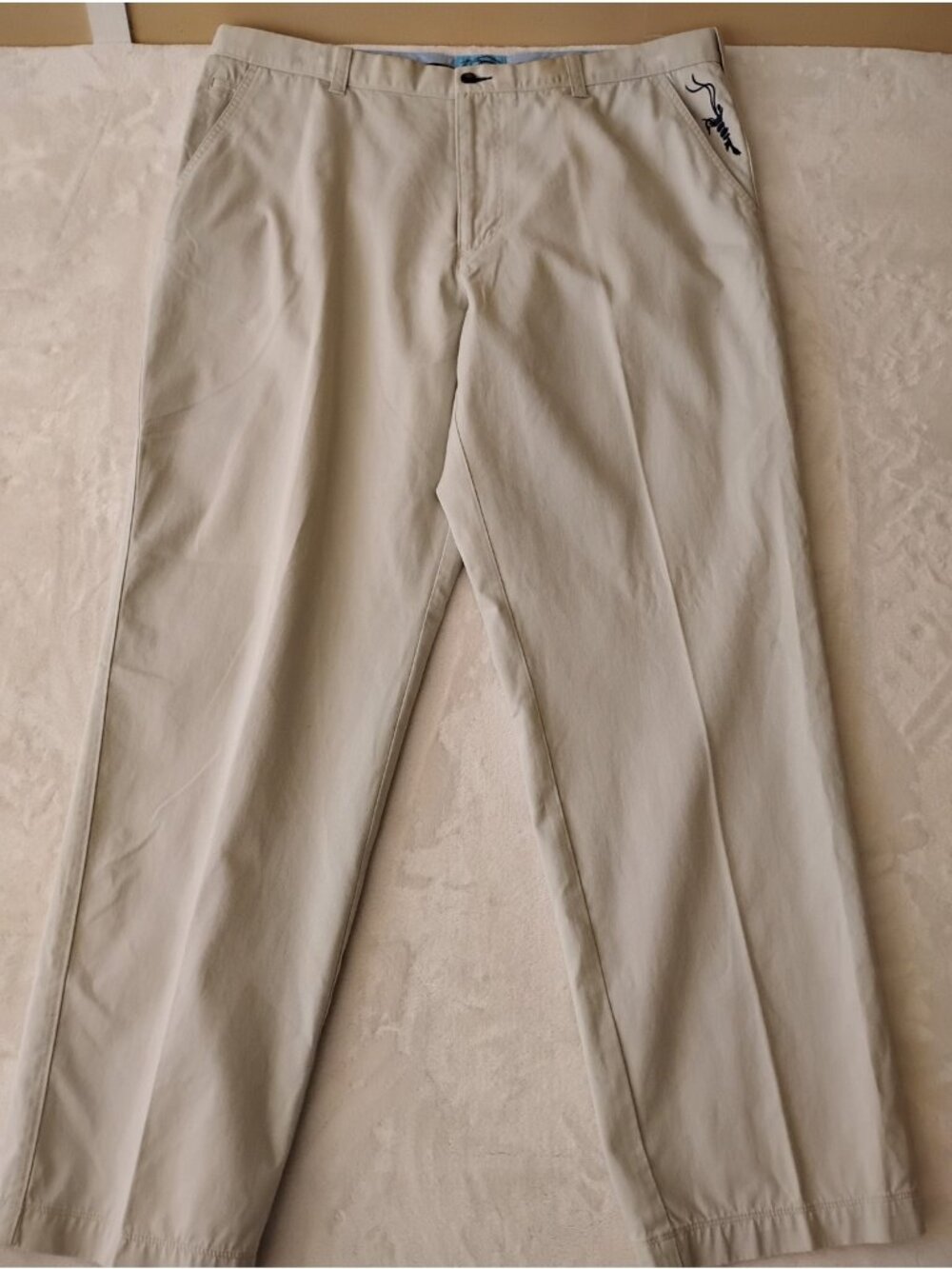 Vintage True Flies Mens Fishing Chino Pants Embroidered Logo 40X32 Tan Pockets